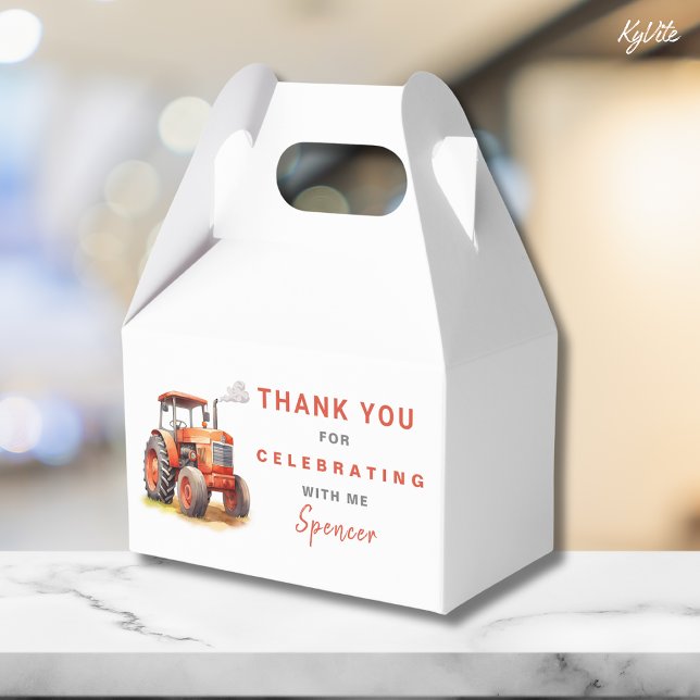 Red Tractor Gable Box Template Boy Birthday Presentaskar (Skapare uppladdad)