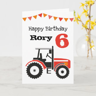 Red Tractor Personlig Age Birthday Card Kort