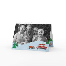 Red Tractor Photo jul Card