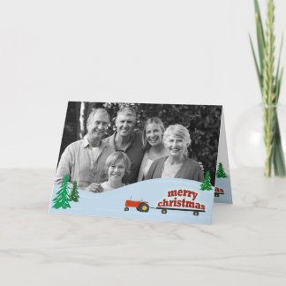 Red Tractor Photo jul Card Helgkort