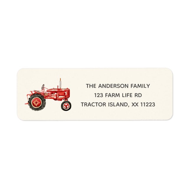 Red Tractor return address-adressetikett Returadress Etikett (Framsidan)