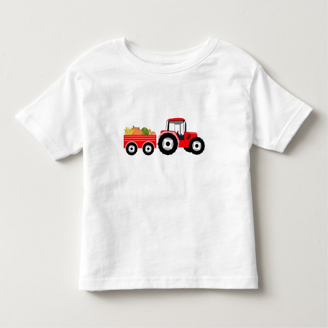 Red Tractor Truck Farm Produce T Shirt (Framsida)
