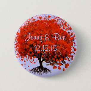 Red Träd Bröllop T-Shirts, Gifts, Stickers & Favor Knapp