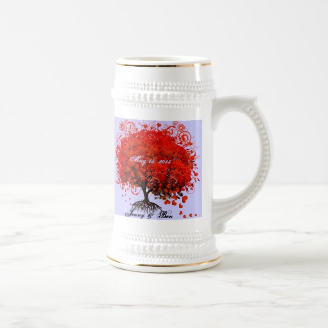 Red Träd Bröllop T-Shirts, Gifts, Stickers & Favor Sejdel (Höger)