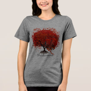 Red Träd Bröllop T-Shirts, Gifts, Stickers & Favor T-shirt I Triblend-tyg