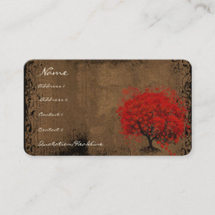 Red Träd Roots Swirls Hearts Mysterious Visitkort