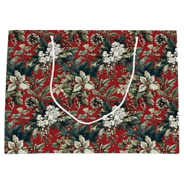 Red Traditional Christmas Floral and Pinecone  (Framsidan)