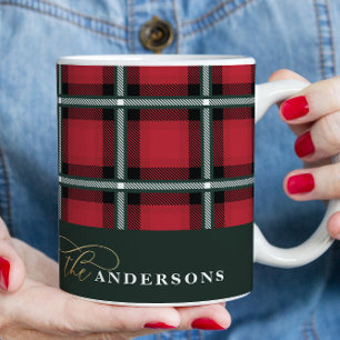 Red Traditional tartan personlig christmas Kaffemugg