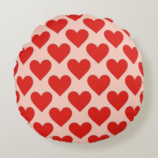 Red, traditional Valentine's day heart Rund Kudde (Framsidan)