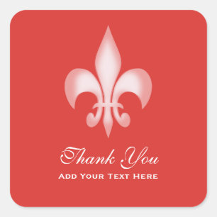 Red Transparent Fleur de Lis Tack Fyrkantigt Klistermärke