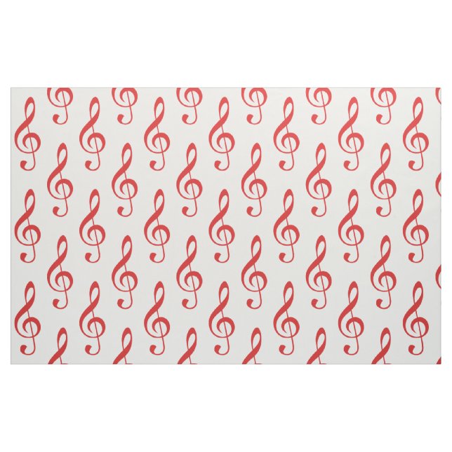Red Treble Clef Mönster Fabric Tyg (Fat Quarter)
