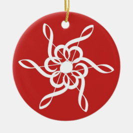 Red Treble Clef Snowflake Musical Ornament