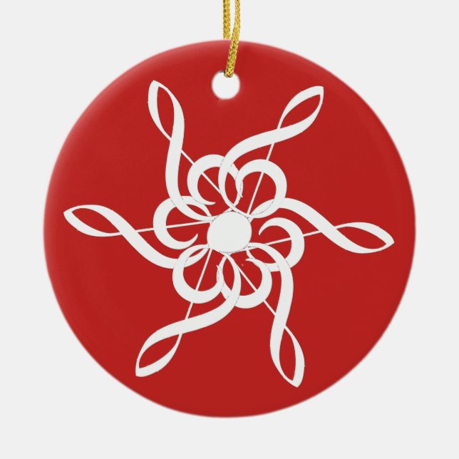 Red Treble Clef Snowflake Musical Ornament (Framsidan)