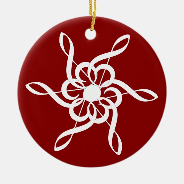 Red Treble Clef Snowflake Musical Ornament (Framsidan)