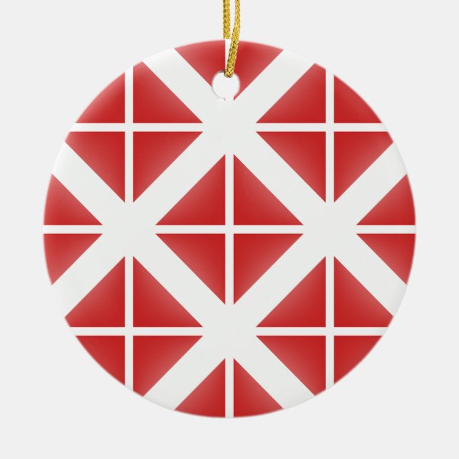 Red Trendig Triangle Mönster Julgransprydnad Keramik (Framsidan)