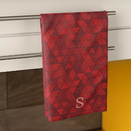 Red Triangles Geometric Mönster Anpassningsbar Mon Kökshandduk