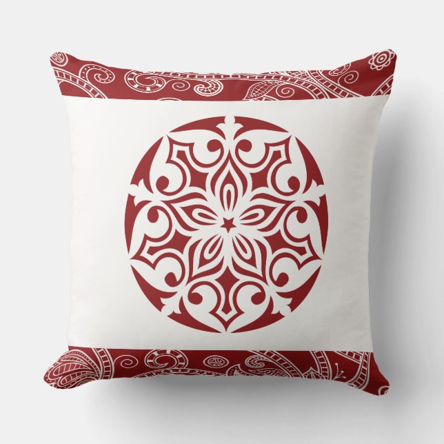 RED TRIBAL CIRCLE Retro Dekorativ kudde (Framsida)