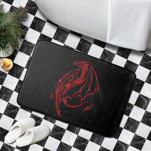 Red Tribal Dragon Black Badrumsmatta