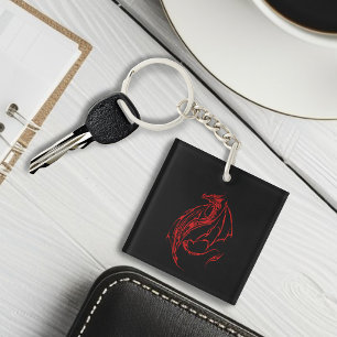 Red Tribal Dragon Black Business Logotyp
