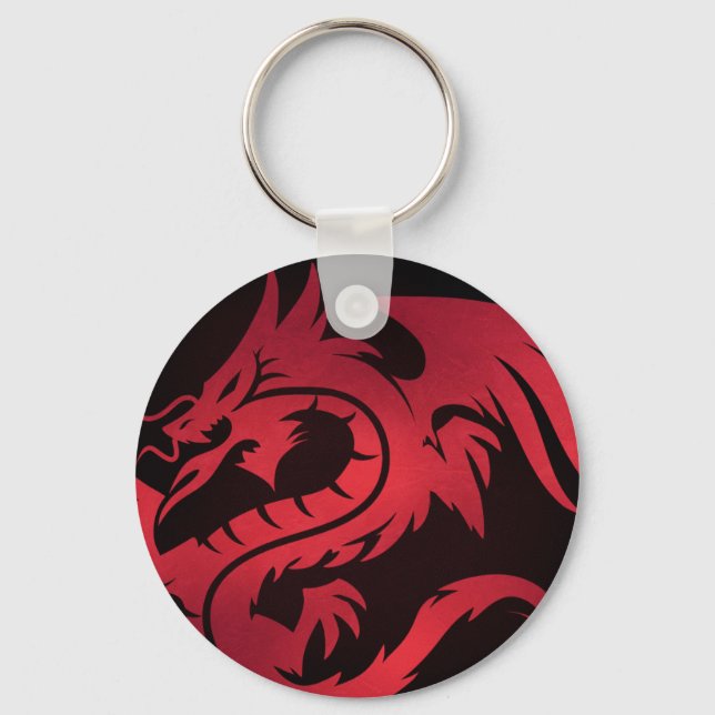 Red Tribal Dragon Keychain Nyckelring (Framsida)