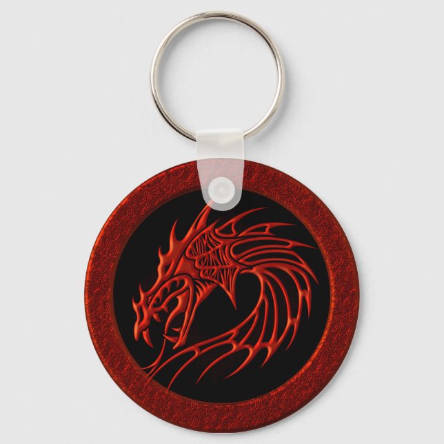 RED TRIBAL DRAGON NYCKELRING (Framsida)