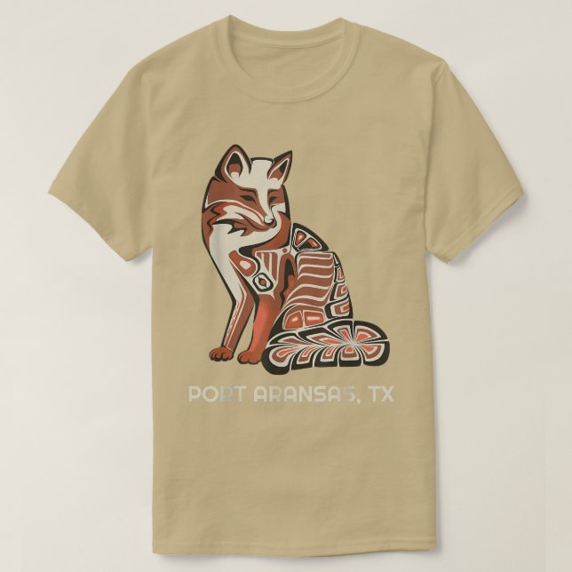 Red Tribal Fox Aransas Native American Artwork Sty T Shirt (Design framsida)