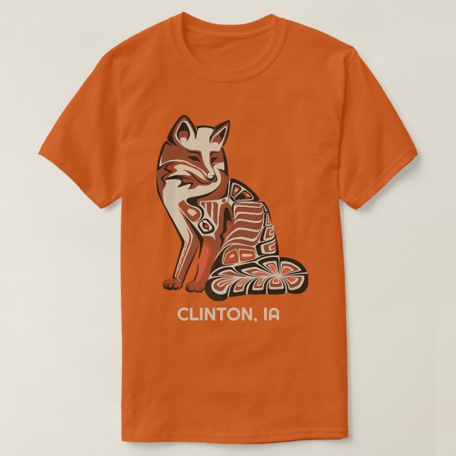 Red Tribal Fox Clinton Native American ArtworkT-Sh T Shirt (Design framsida)