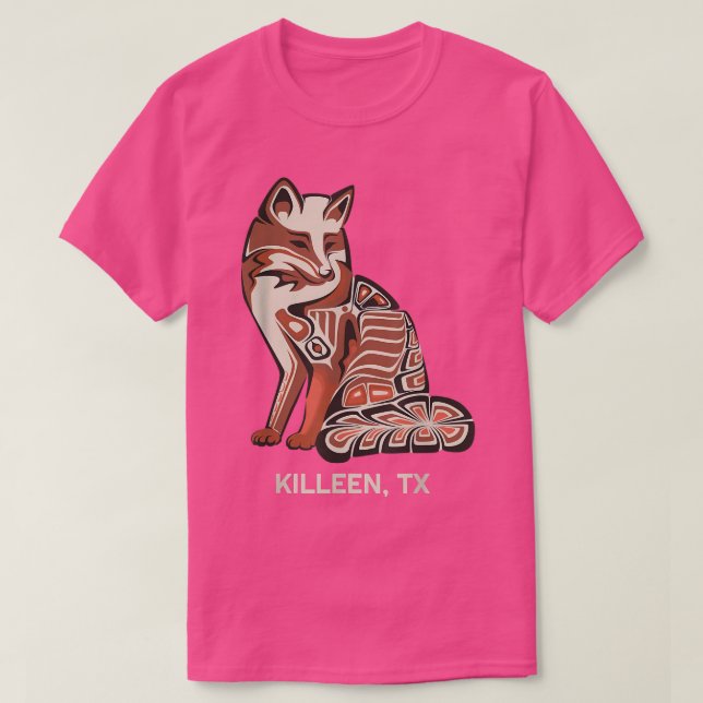 Red Tribal Fox Killeen Native American Artwork Sty T Shirt (Design framsida)