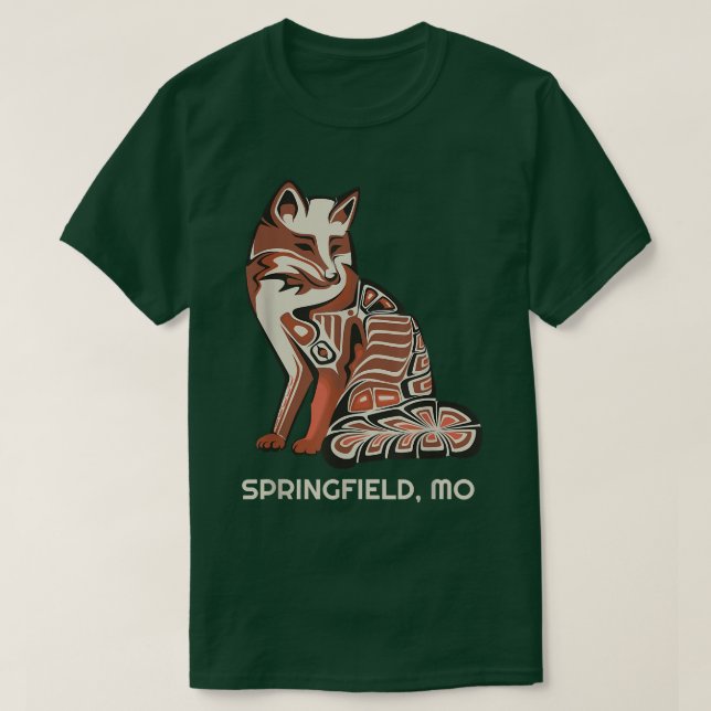 Red Tribal Fox Springfield Native American Artwork T Shirt (Design framsida)
