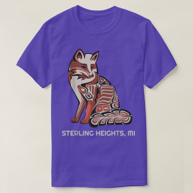 Red Tribal Fox Sterling Heights Native American Ar T Shirt (Design framsida)