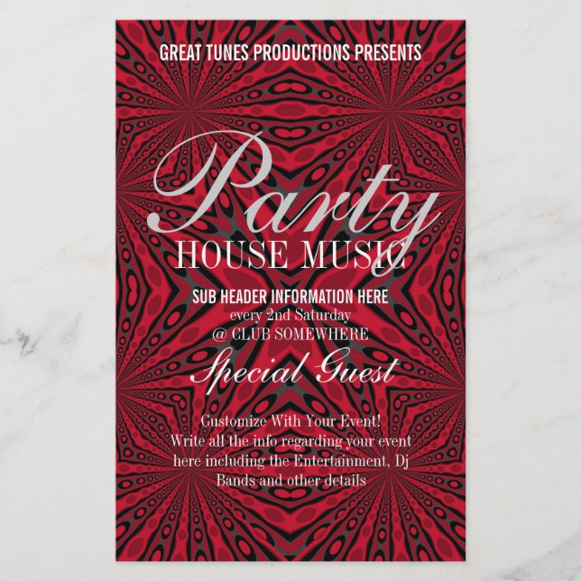 Red Tribal Funky Party Music Klubb Event Flyer (Framsidan)