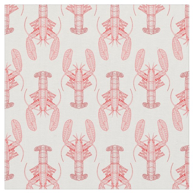 Red Tribal Lobster Nautical Tyg (Närbild)
