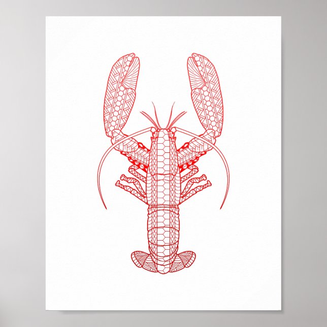 Red Tribal Lobster Poster (Framsidan)