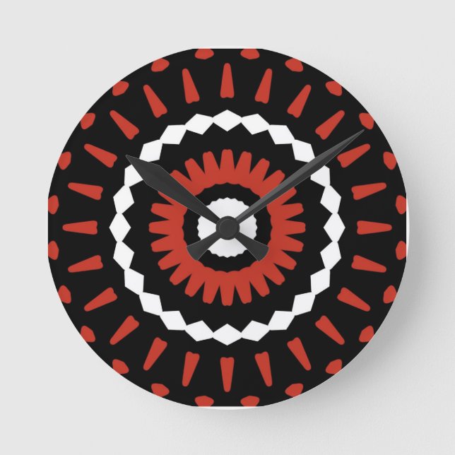 Red Tribal Mandala  Rund Klocka (Framsida)