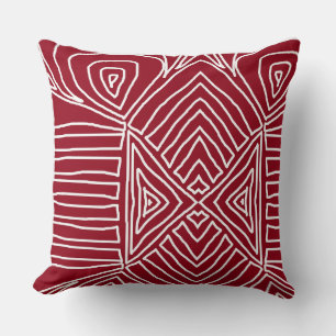 Red Tribal Maze Lera Trasa Mönster African Kudde