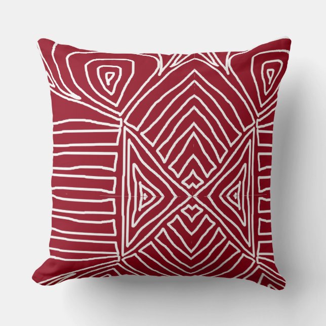 Red Tribal Maze Lera Trasa Mönster African Kudde (Framsida)