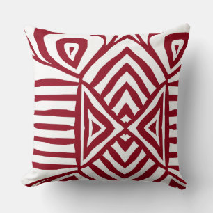 Red Tribal Maze Lera Trasa Mönster African Kudde