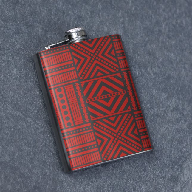 Red Tribal Mönster Art Fickplunta (flask)