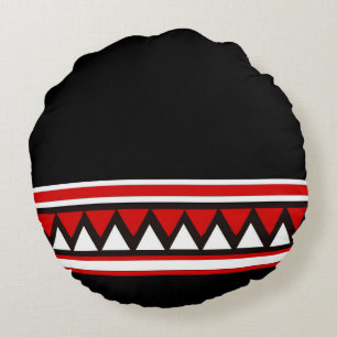 Red Tribal Triangles Rund Kudde