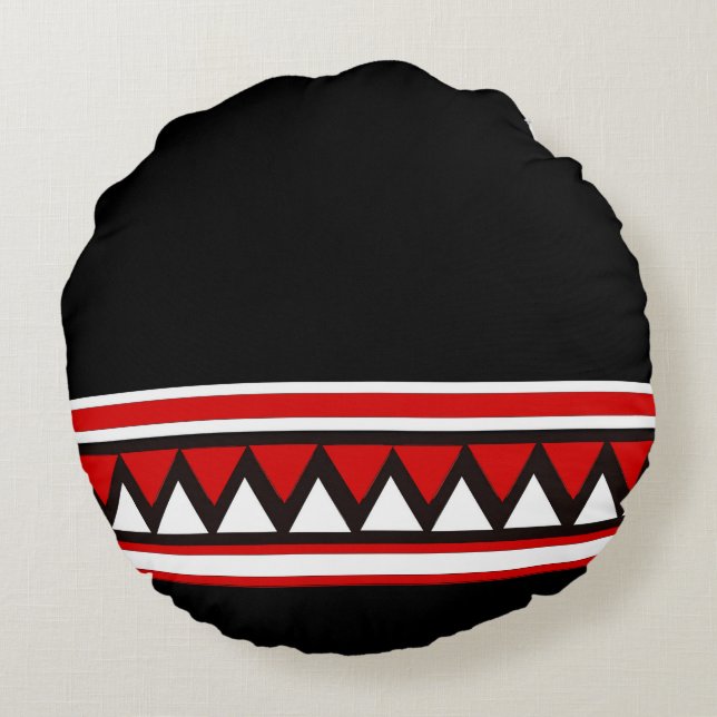 Red Tribal Triangles Rund Kudde (Baksidan)