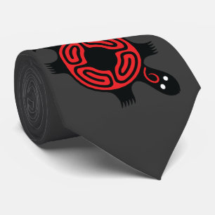 Red Tribal Turtle Tie Slips