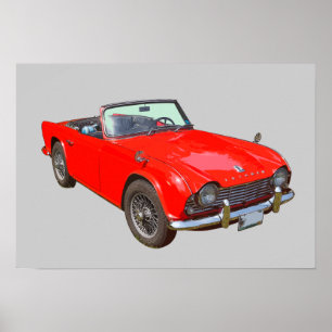 Red Triumph Tr4-konvertibel sportbil Poster