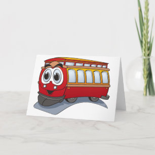 Red Trolley-Tecknad Kort