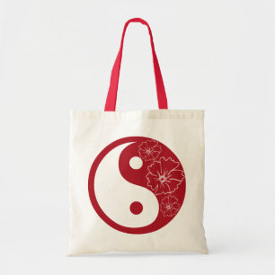 Red Tropical Flower Yin Yang Symbol Tygkasse