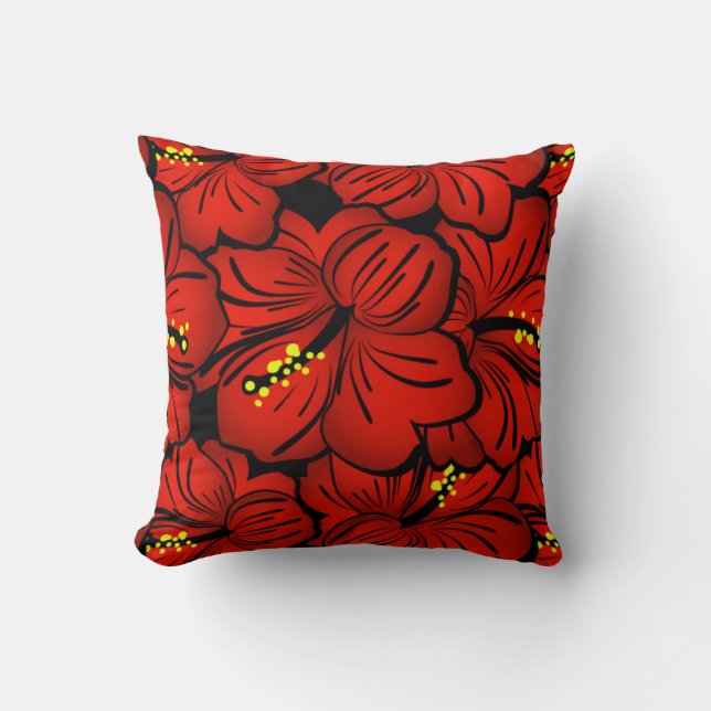 Red Tropical Hawaiian Hibiscus Flower design Kudde (Framsida)