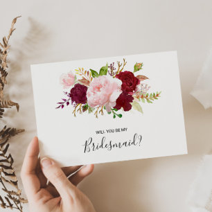 Red Tropical och Romantic Bridesmaid Inbjudan Vykort