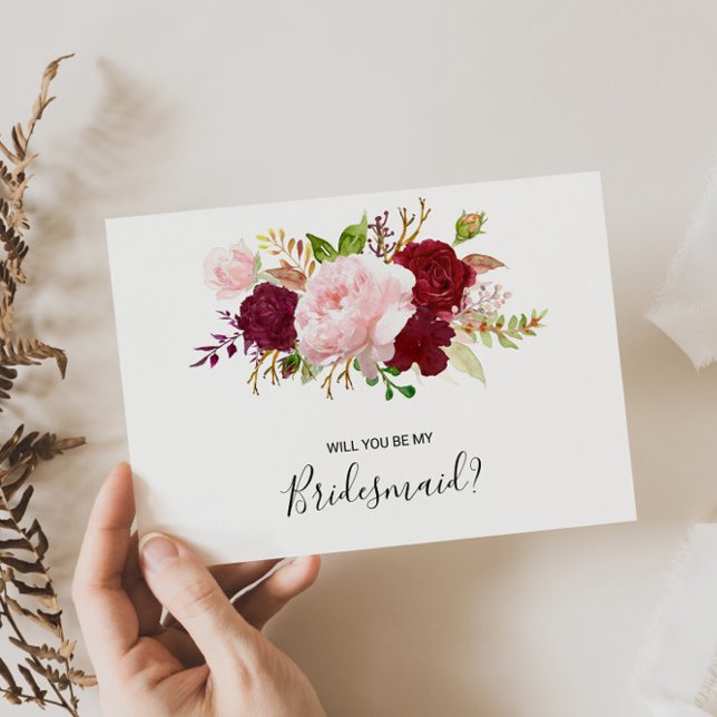 Red Tropical och Romantic Bridesmaid Inbjudan Vykort (Skapare uppladdad)