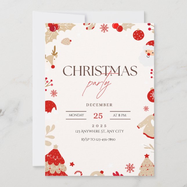Red Truck  Christmas Holiday Party Invitation Inbjudningar (Framsida)