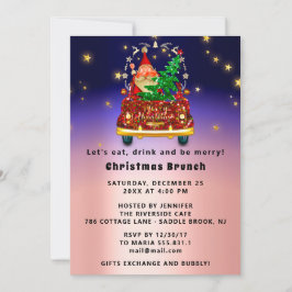 Red Truck Merry Christmas Tree Brunch Dinner Rose Inbjudningar