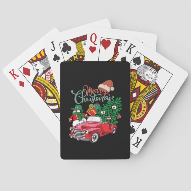 Red Truck Pickup Christmas Tree Merry Christmas Sn Casinokort (Baksidan)